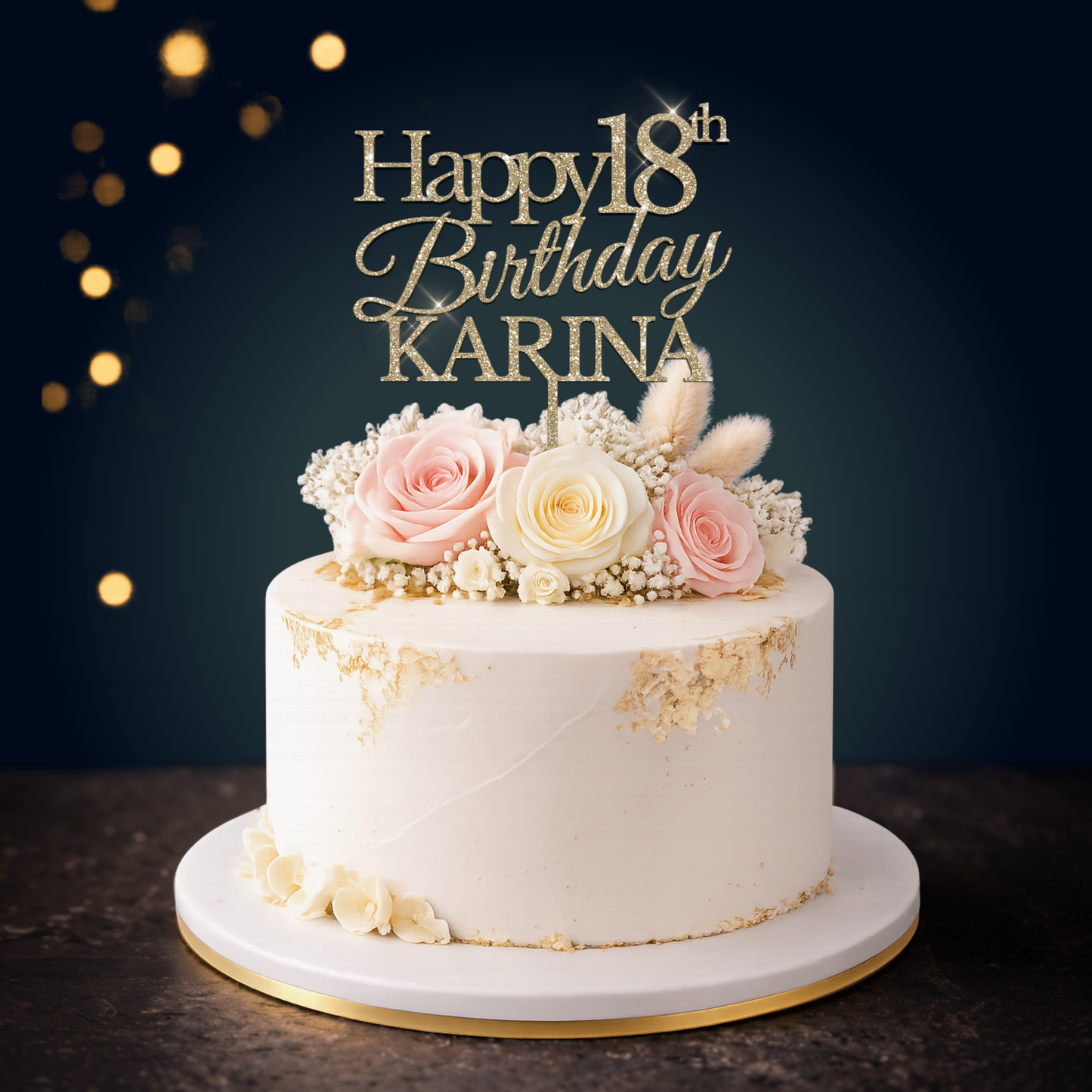 Happy Birthday – Topper tort personalizat (Nume + Vârstă)