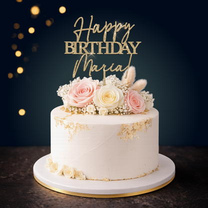 Happy Birthday – Topper tort personalizat (Nume)