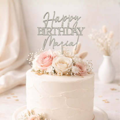 Happy Birthday – Topper tort personalizat (Nume)