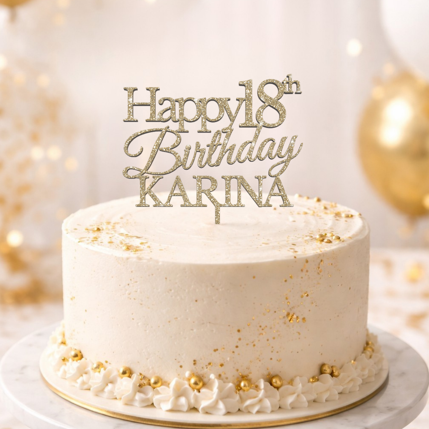 Happy Birthday – Topper tort personalizat (Nume + Vârstă)