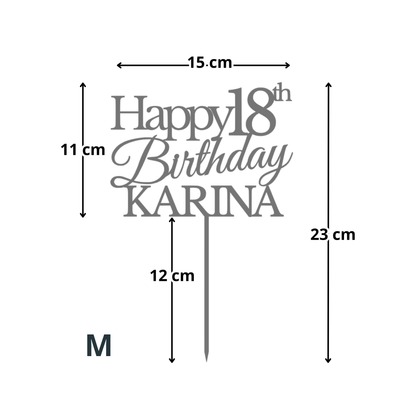 Happy Birthday – Topper tort personalizat (Nume + Vârstă)