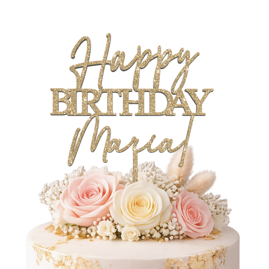 Happy Birthday – Topper tort personalizat (Nume)