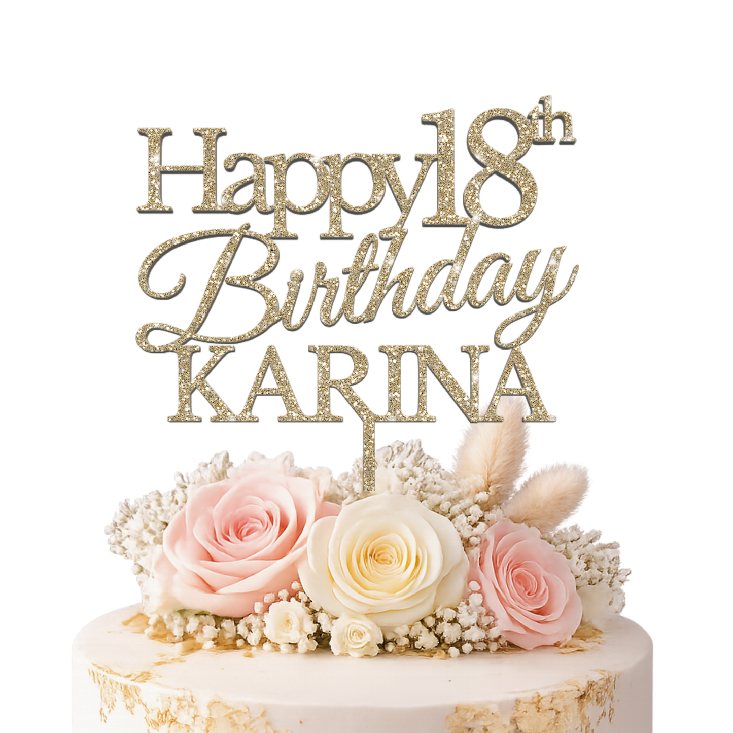 Happy Birthday – Topper tort personalizat (Nume + Vârstă)